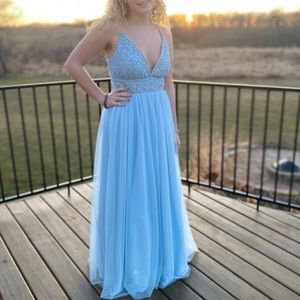 Baby Blue Beaded Prom Dress NWOT